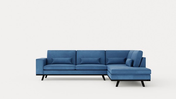 Copenhagen 2 5 Seater L Sofa Right Velvet Blue 3D