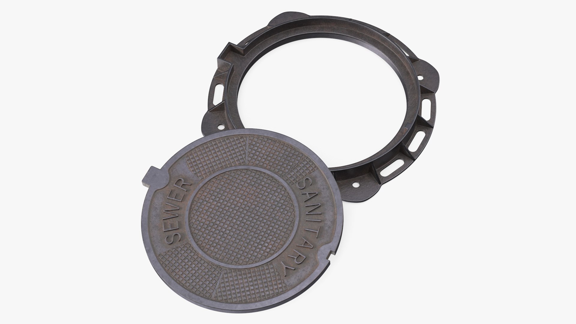 Steel Sewer Manhole Old 3D model preview
