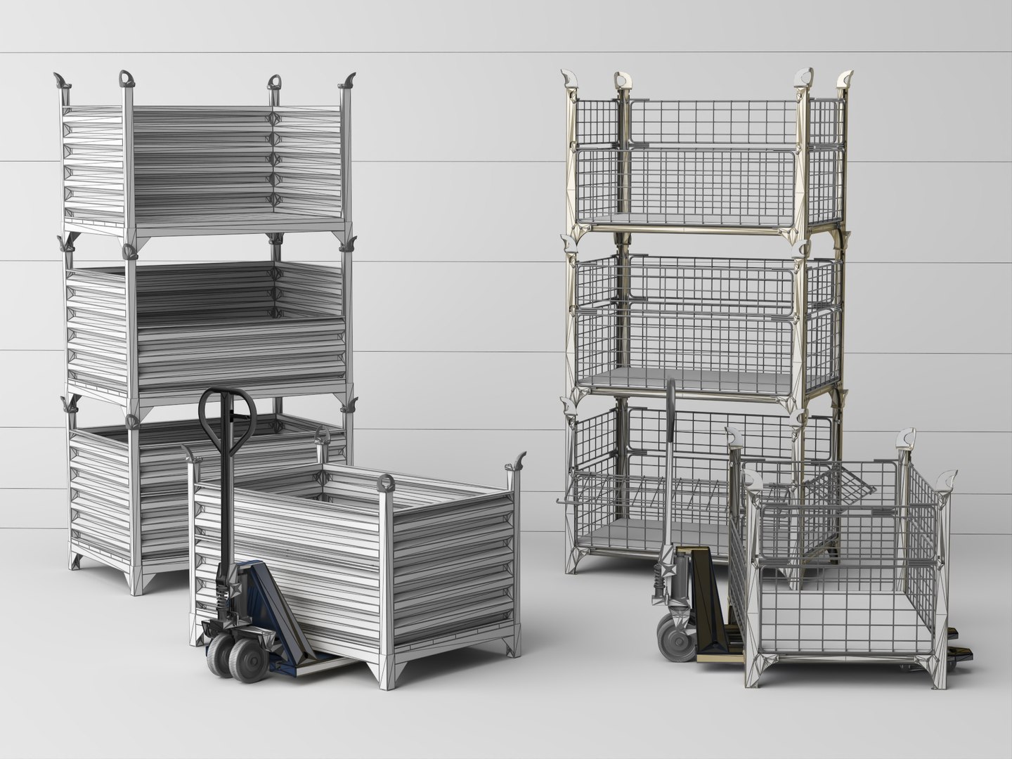 Warehouse Stackable Steel Container  Manual Pallet Jack Asset 3D model https://p.turbosquid.com/ts-thumb/Xx/0nyKTm/B1/17/jpg/1785378483/1920x1080/fit_q87/743cfcd9293db6e18d15efdefe3207ebc3492a86/17.jpg