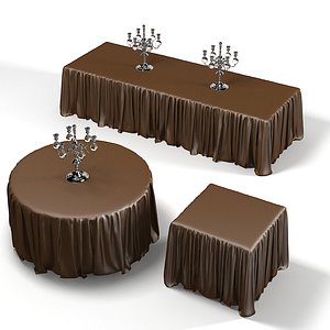 3d model dining table draped