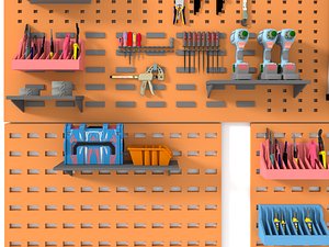 Workshop Pegboard Tool Wall Collection 3D model
