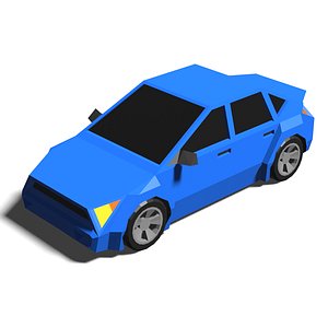 Racing ring car hatchback low poly 3D model FRF2X10S