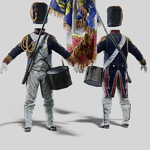 Soldier Napoleon Flag Bearer Rigged