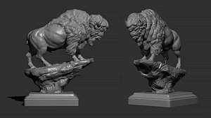 3D Bison on the cliff