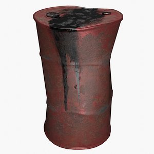 3D model Oil Barrel Red Leaking Clean