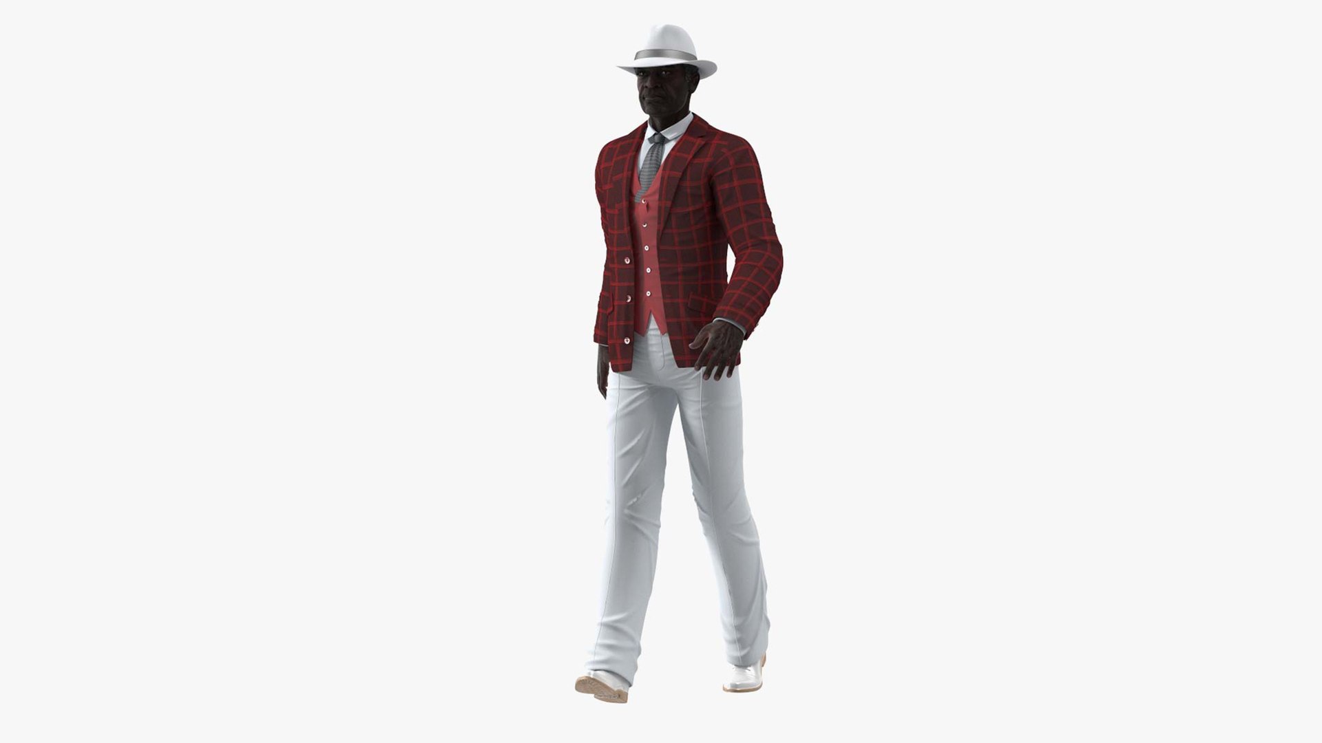 Afro American Elderly Man Formal Wear Rigged for Maya 3D model preview