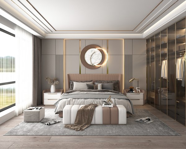 3D Modern Bedroom Interior Scene 5