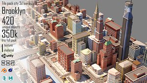 3D city low poly Brooklyn model