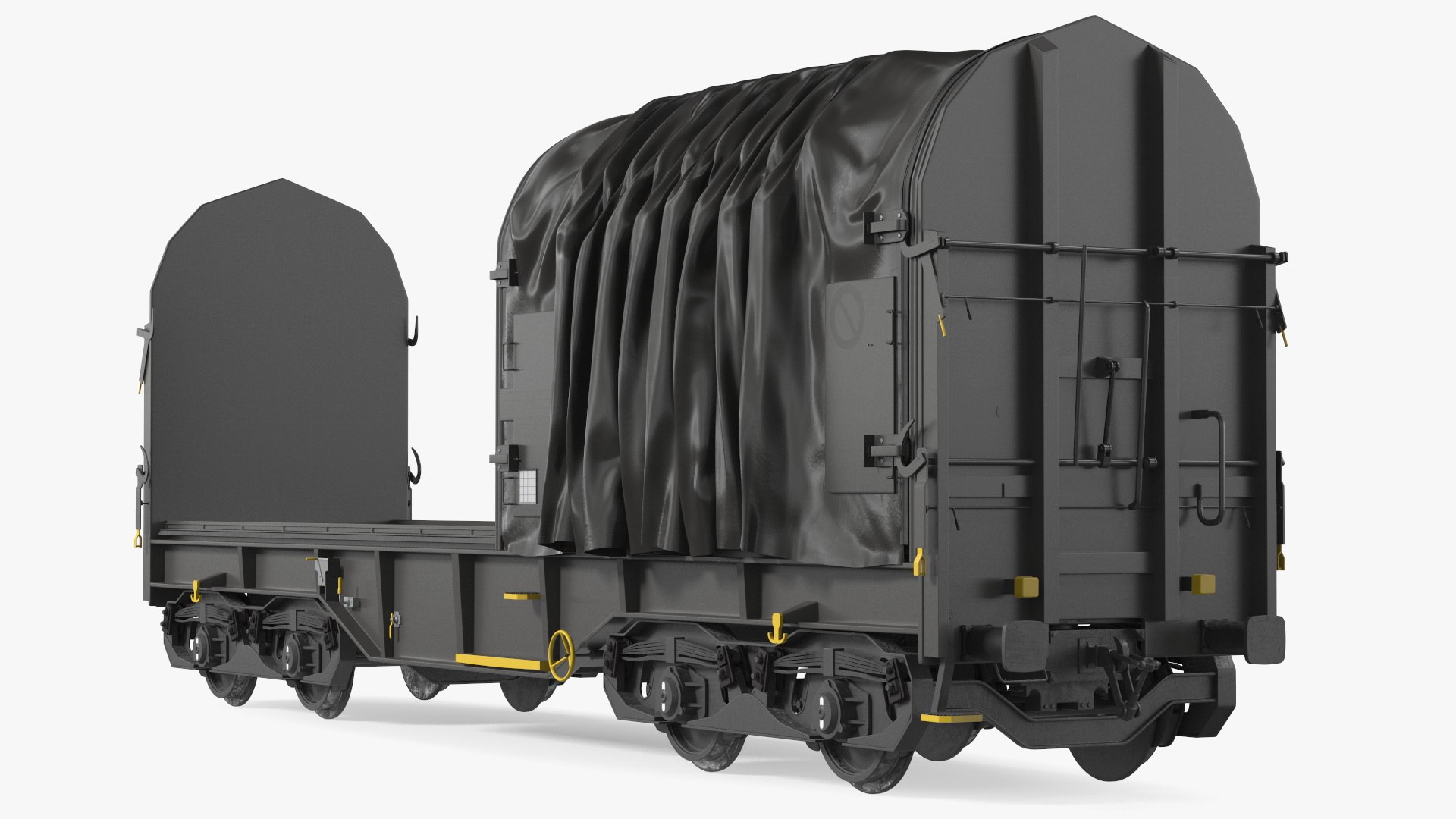 Tarpaulin Freight Wagon No Interior Clear 3D model preview