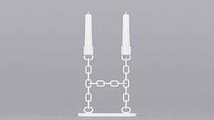 Alphabet H White Chain Candleholder 3D Model True PBR Renders Zero Cleanup UVs 4K PBR Textures model