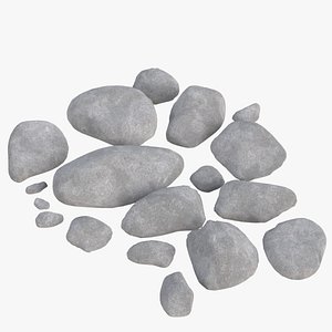 3D set pebbles stones