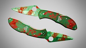 3D Knife 9 Evergreen FT With Blood