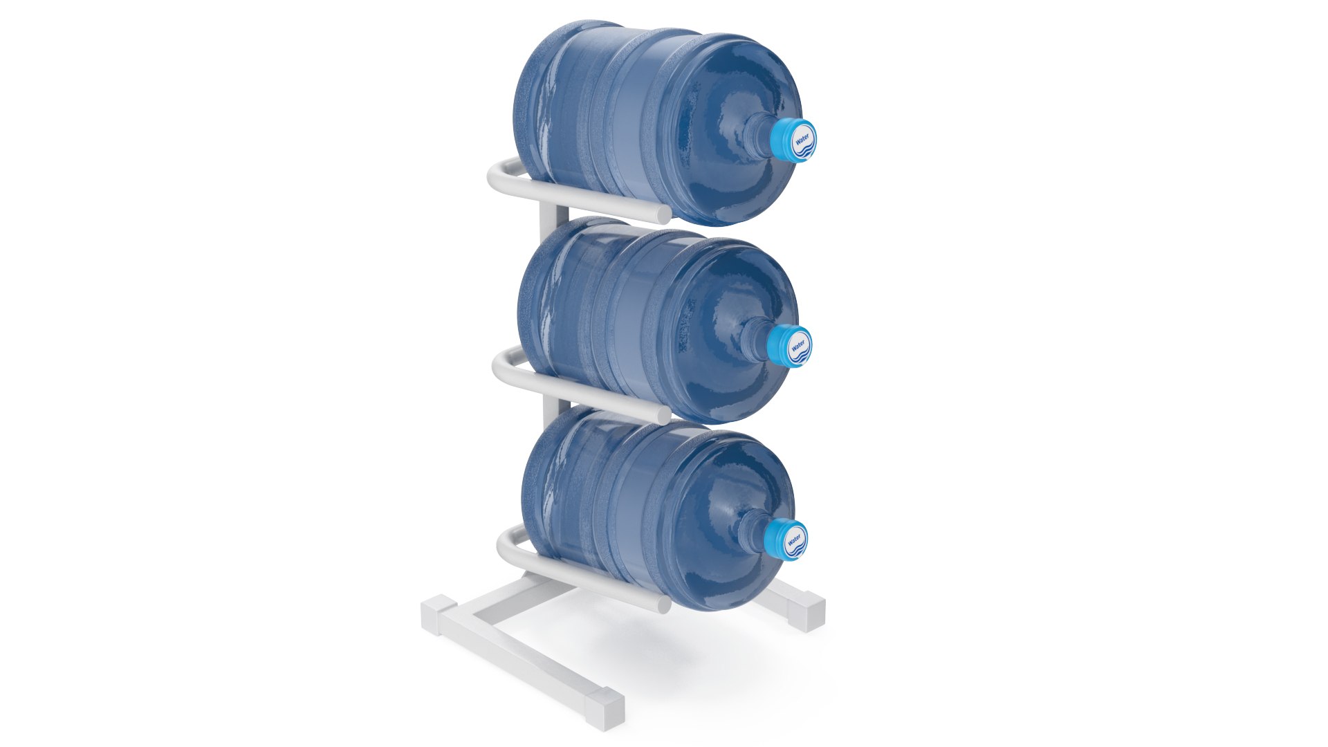 3 Tier Water Jug Rack White 3D model preview