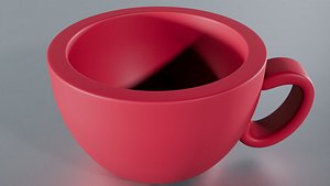 Modern Matte Pink Coffee Cup - High Poly Architectural Prop 3D model