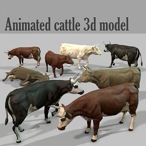 3D Animated Cow Low-poly model