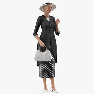 3D elderly woman wearing casual model