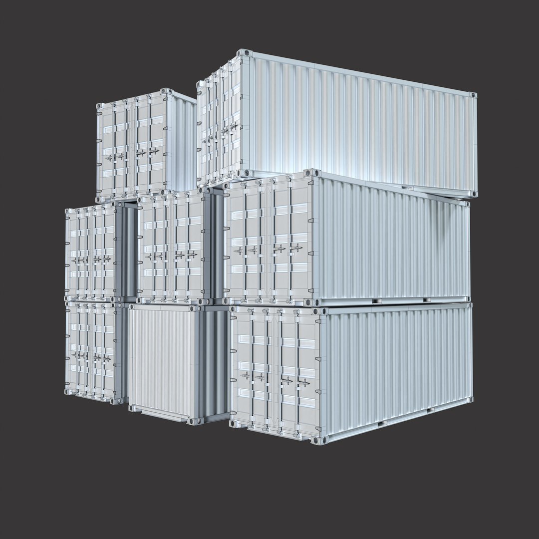 3D 20Ft Containers Low-poly Model - TurboSquid 2025332