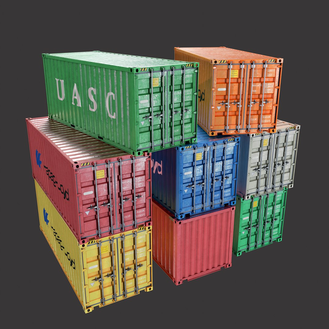 3D 20Ft Containers Low-poly Model - TurboSquid 2025332
