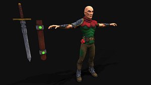 3D Medieval Stylized Bandit and Sword model