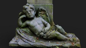 3D ancient monument cupid mossy tomb PBR photogrammetry