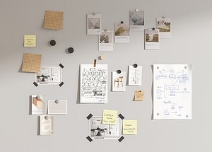 Pin Notice Board Sticky Notes Cork Board 3D model