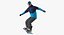 3D skier snowboard man boards