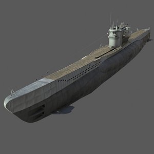 3d german type vii u-boat model