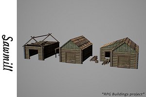 medieval sawmill 3D model