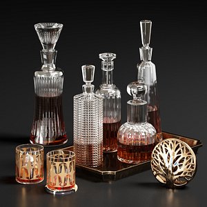 glass decanters set 3D