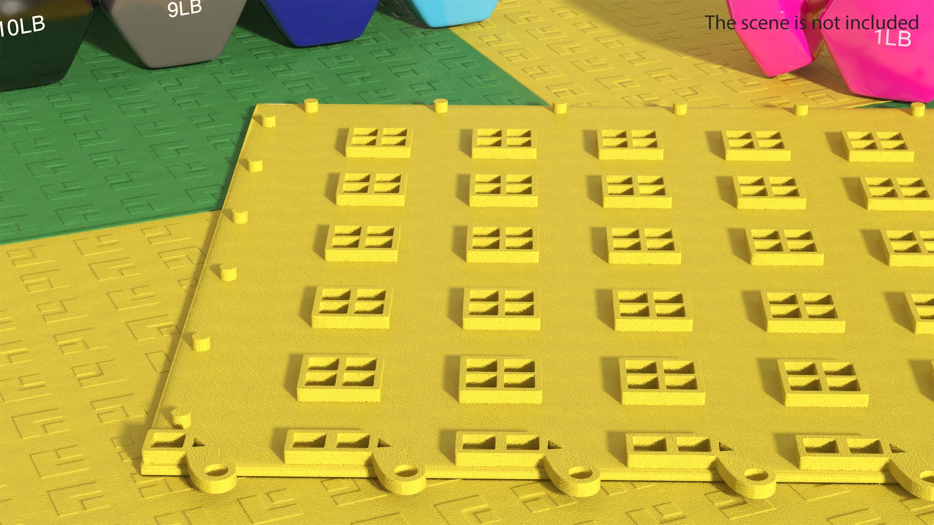 3D Interlocking Floor Mat Tile Yellow Model - TurboSquid 2234489