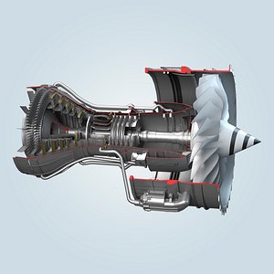 jet engine cutaway 3d model