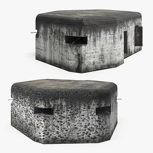Defensive Fortification Bunker with Heavy Machine Gun 3D model