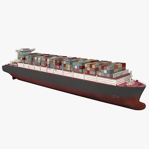 3D Cargo container ship detailed Lowpoly 082 AP model