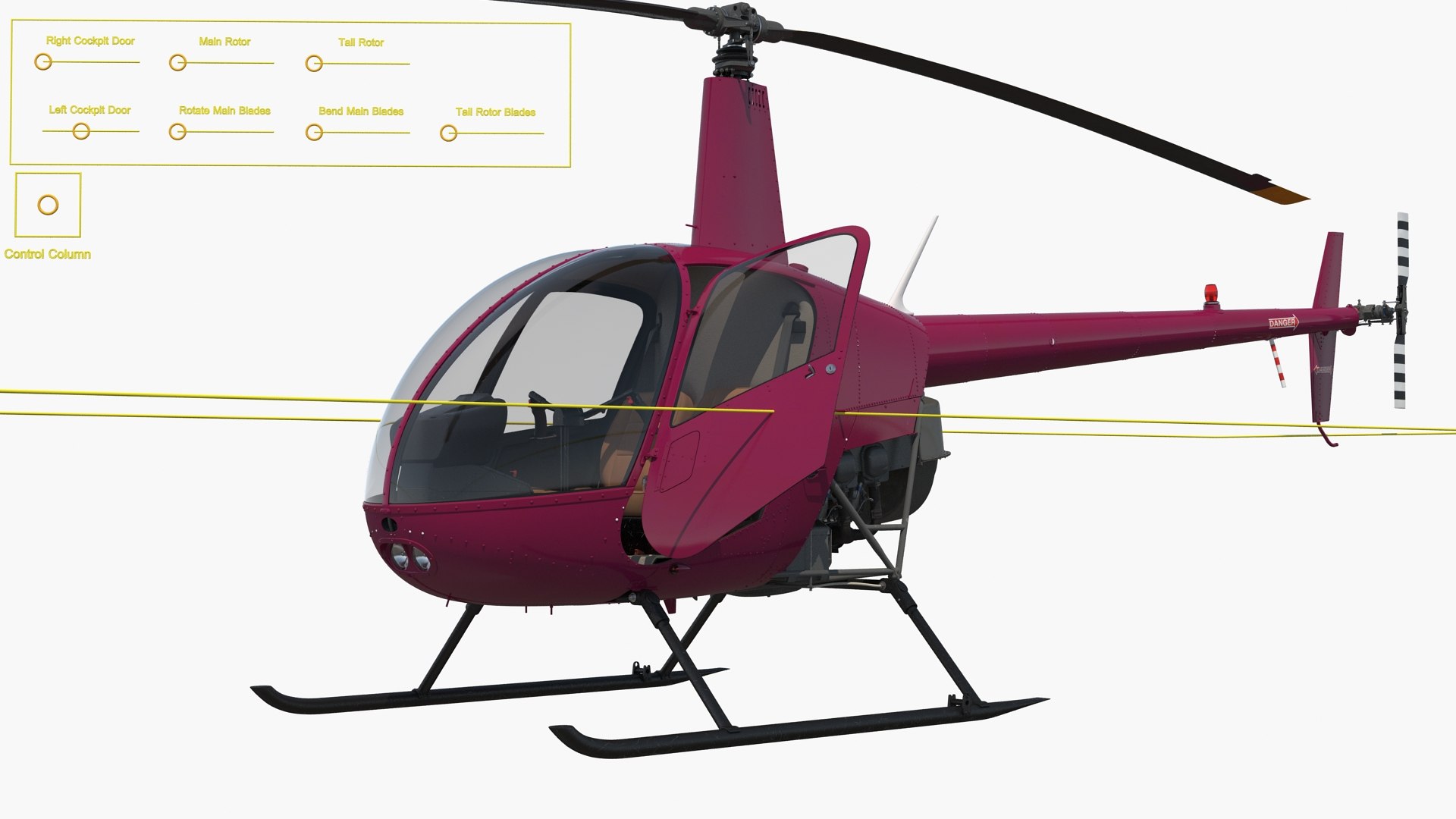 Light Utility Helicopter Rigged 3D model preview