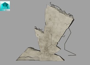 3D model broken wall