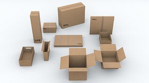 10 different boxes 3D model