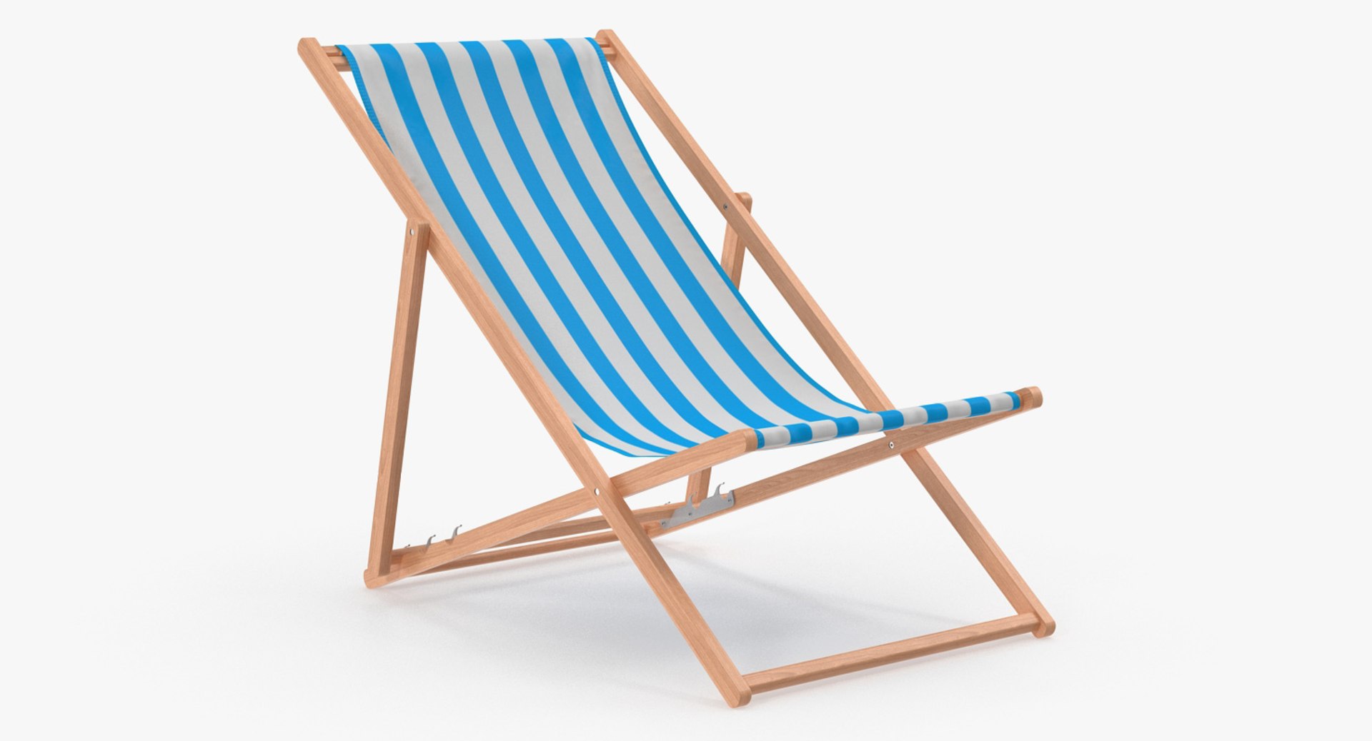 Folding Wooden Beach Chair 3D Model 3D model preview
