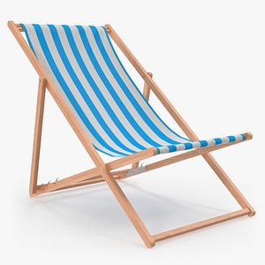 folding wooden beach chair 3D model