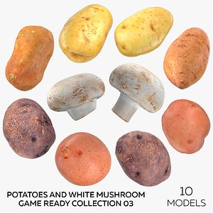Potatoes and White Mushroom Game Ready Collection 03 - 10 models 3D model