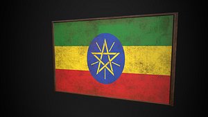 Old Picture Frame With Ethiopia  Flag - Game Ready PBR Low-poly