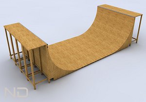 Skateboard ramp wooden half pipe