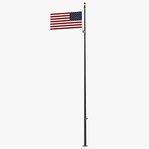 3D Flagpole Natural Satin with USA Flag