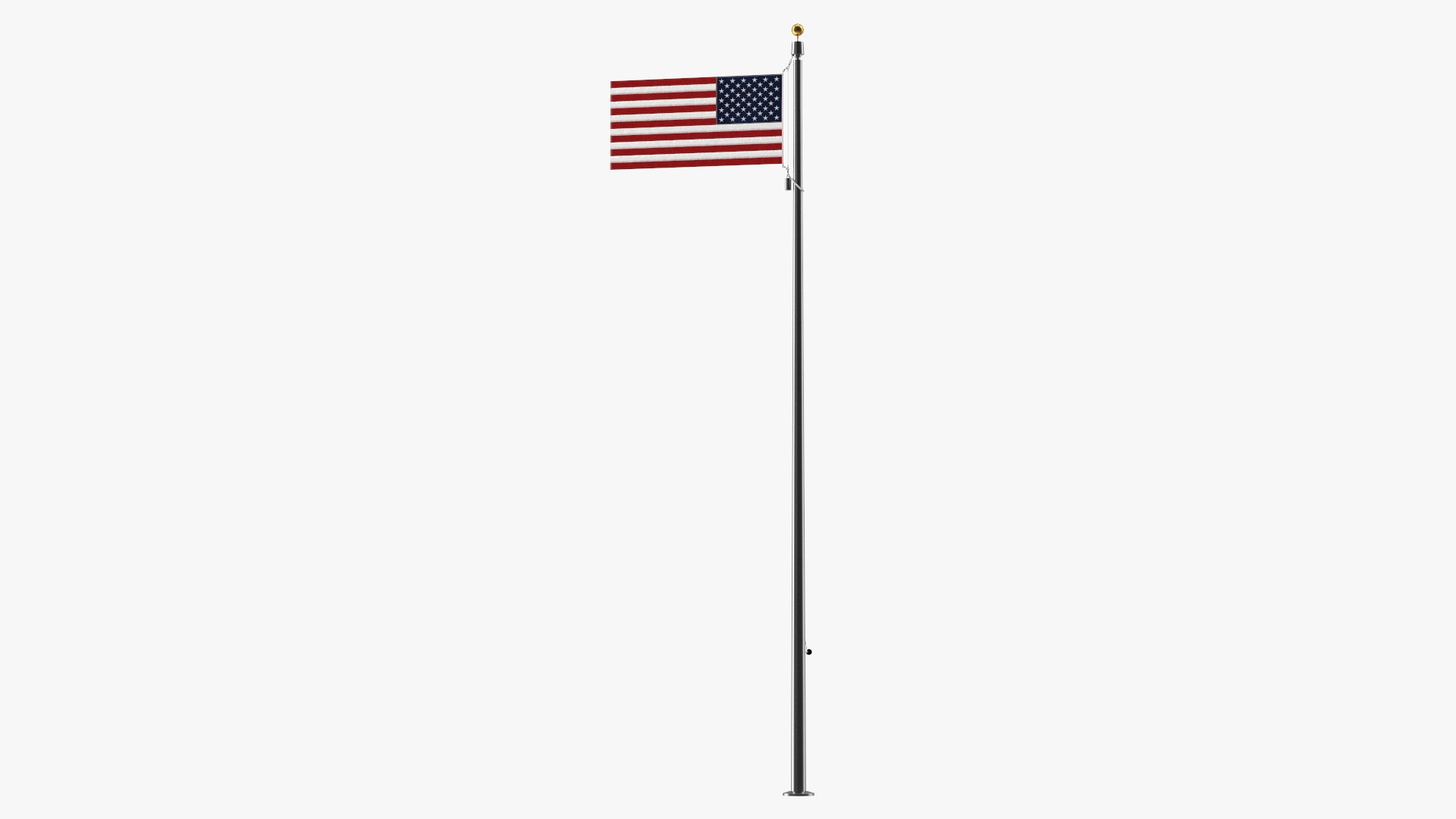 Flagpole Natural Satin with USA Flag 3D model preview