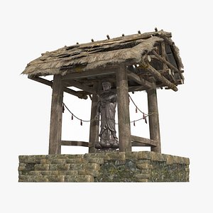Ancient architecture thatched cottage shrine 3D model