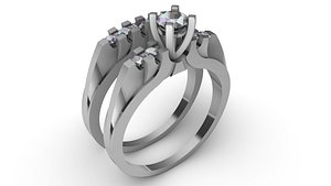 3D Women's rings with diamonds