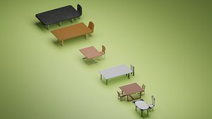 3D Tables and chairs model