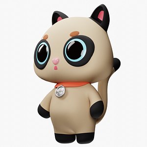 Cartoon Cat Siamese 3D model