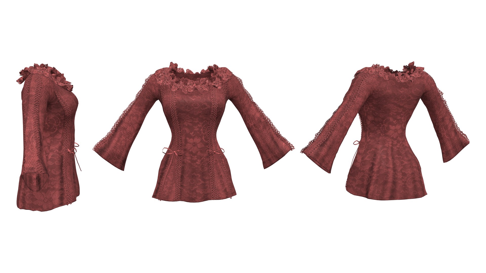 Greenwood Lace Tunic 3D Model - TurboSquid 1820597