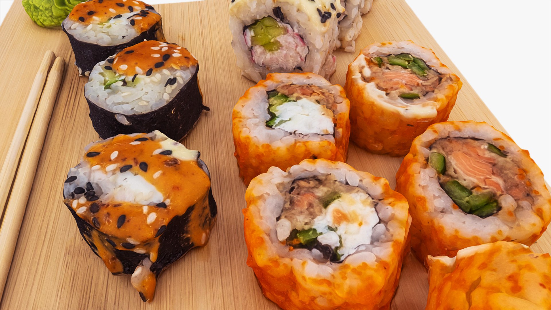 Sushi 3D model https://p.turbosquid.com/ts-thumb/Y0/LcfrdI/2T/preview06/jpg/1732871973/1920x1080/fit_q87/c0d045a4139749eacf538588e0ddbf7c6d40777c/preview06.jpg