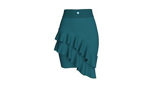 3D Women High Waist Asymmetrical Ruffle Mini Skirt model